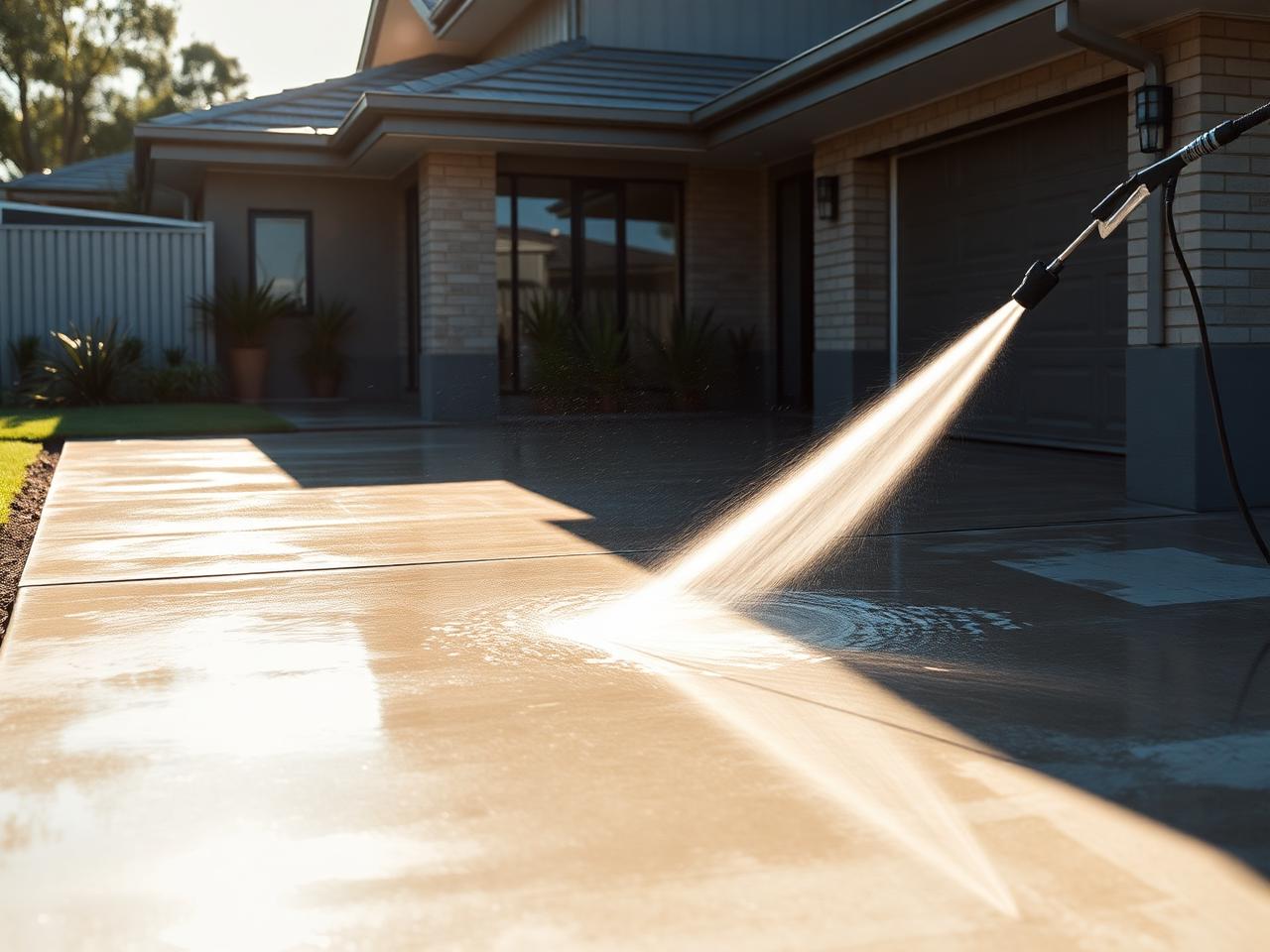 Pressure washing driveway
